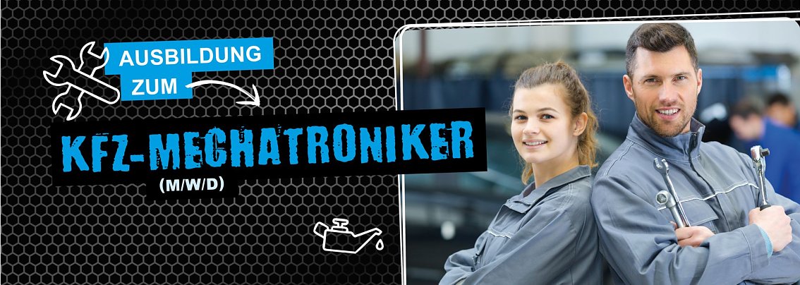 Ausbildung zum Kfz-Mechatroniker (m/w/d) (Foto: Autohaus Peter) 2 Handwerksgesellen als Motiv für die Ausbildung zum Kfz-Mechatroniker